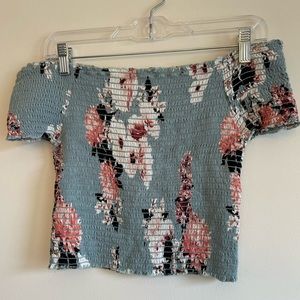 Kendall & Kylie Floral Smocked Off The Shoulder Top Size Medium